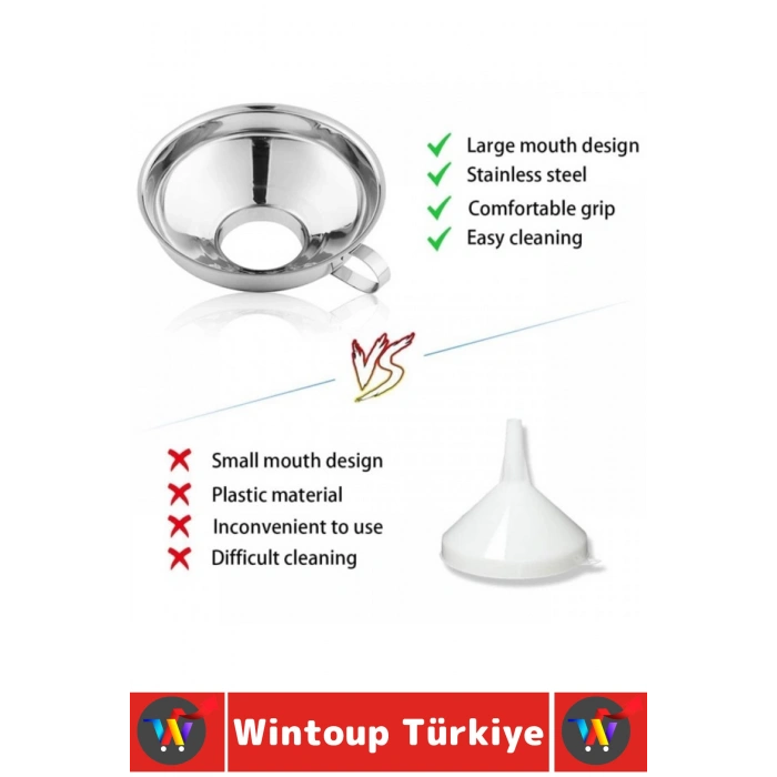 #Huni Ev Mutfak Konserve Reçel Sos Tahıl Baharat Dolumu Koku Yapmaz Kolay Temizlenir Ergonomik Tutma Saplı Askı Delikli Geniş Ağızlı Pratik Kavanoz Hunisi