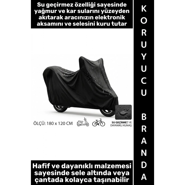 #Branda Hafif Kompakt 4 Mevsim Uyumlu Yağmur Kar Su Toz Kir Yırtılma Aşınmaya Dayanıklı Uv Işını Korumalı Dayanıklı Scooter Bisiklet Motosiklet Koruma Brandası 180 X 120 Cm