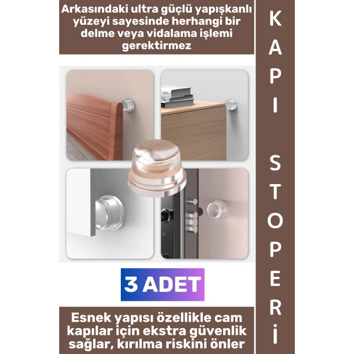 #KapıStoperi Güçlü Kendinden Yapışkanlı Kapı Pencere Yatak Arkası Dolap Kapakları Klozet Kapağı Duvar Fayans Cam Ahşap Plastik Hasar Gürültü Önleyici Darbe Emici Şeffaf Silikon Kapı Stoperi 3 Adet