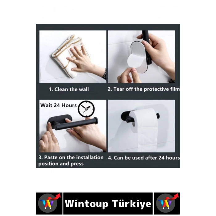 #TuvaletKağıtlığı Kendinden Yapışkanlı Montaj Gerektirmez İz Bırakmaz Suya Neme Buhara Dayanıklı Kayma Önleyici Koruyucu Tırnaklı Çok Şık Modern Estetik Mat Siyah Tuvalet Kağıtlığı