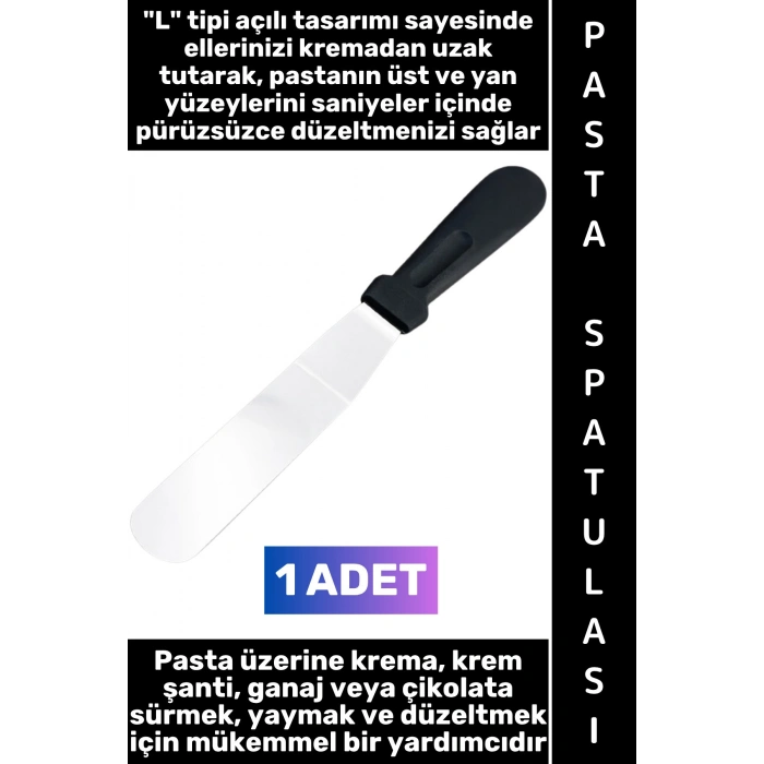 #Spatula Ergonomik Tutuş Kaymaz Mutfak Tatlı Kek Krema Krem Şanti Ganaj Çikolata Sos Sürme Kesme Yayma Düzeltme Çelik L Tipi Pastacı Spatulası
