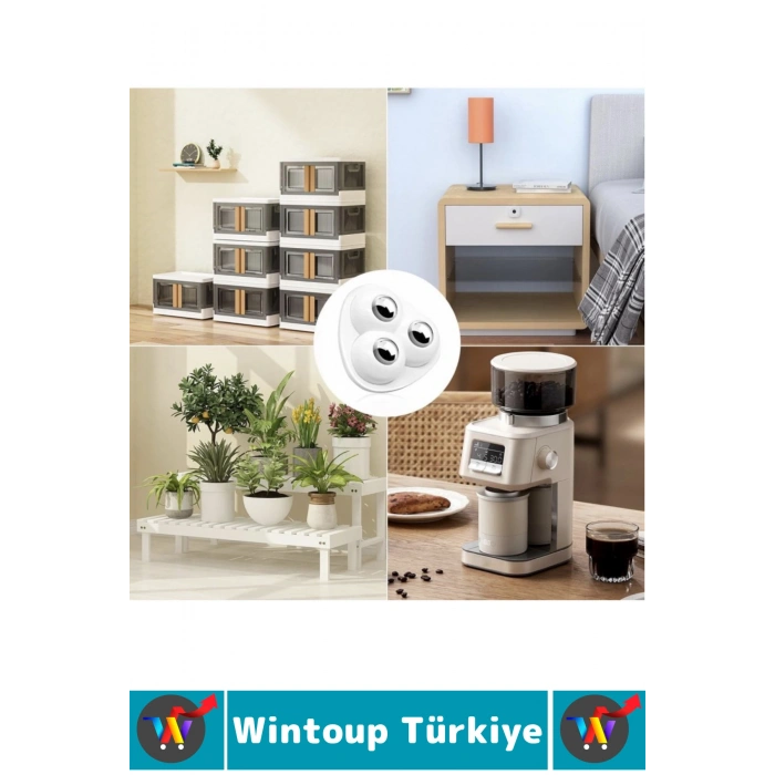 #EşyaKaydırıcı Kendinden Yapışkanlı Sessiz Kayma Mobilya Dostu Tasarım Saklama Kutusu Çöp Kovası Komodin Küçük Eşya Ev Aletleri 360 Derece Dönebilen Bilyeli Eşya Kaydırıcı Seti 16 Adet