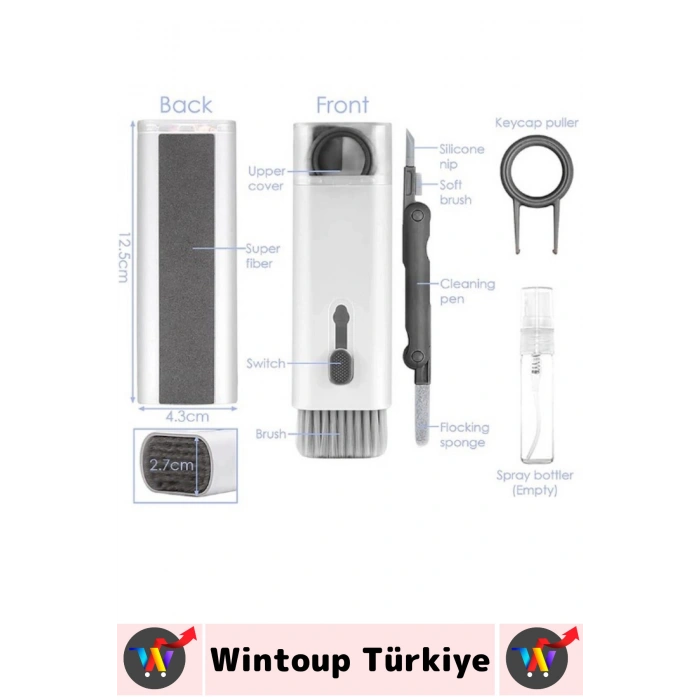 #TemizlemeKiti Profesyonel TV Bilgisayar Kamera Lens Klavye Tuş Çıkarma Tablet Ekran Kulaklık Elektronik Yüksek Yoğunluklu Kıl Sünger Metal Uç Sprey Şişeli Çok Fonksiyonlu 7 in 1 Temizleme Kiti