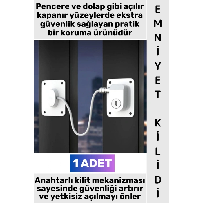 #Kilit Montaj Gerektirmeyen Kendinden Yapışkanlı Kapı Pencere Dolap Çocuk Bebek Odası Ev Ofis İş Yeri Şık Estetik Pratik Plaka Halatlı Anahtarlı Emniyet Kilidi