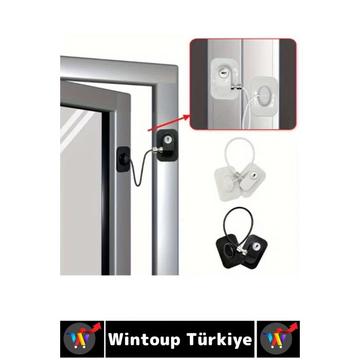 #Kilit Montaj Gerektirmeyen Kendinden Yapışkanlı Kapı Pencere Dolap Çocuk Bebek Odası Ev Ofis İş Yeri Şık Estetik Pratik Plaka Halatlı Anahtarlı Emniyet Kilidi 2 Adet