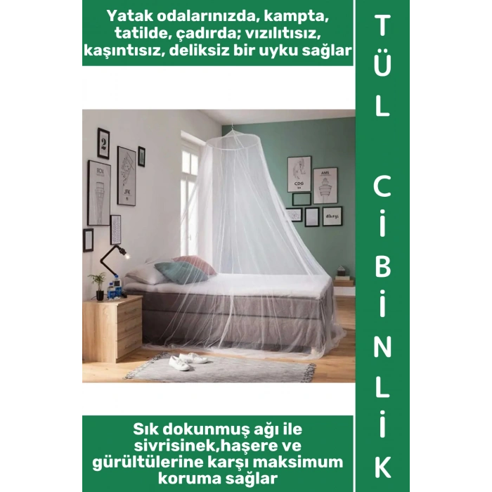 #Cibinlik Ev Çocuk Yatak Odası Kamp Tatil Sivrisinek Haşere Vızıltı Ses Önleyici Kaliteli Rahat Uyku Sağlayan Kolay Takılabilir Şık Estetik Pratik Tül Cibinlik 200 X 800 X 60 Cm