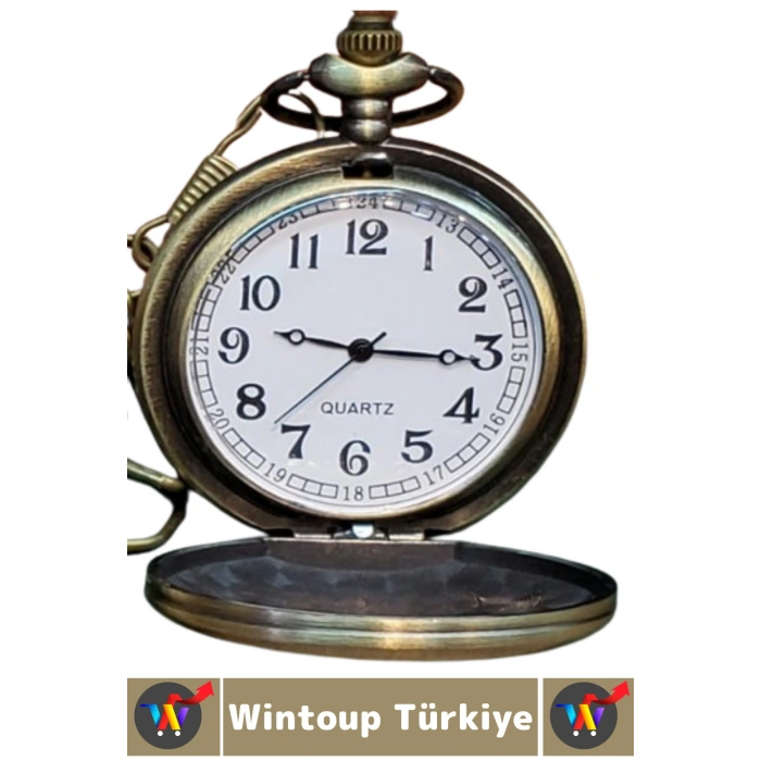 #Saat Dekoratif Babalar Öğretmenler Günü Sevgili Eş Nişanlıya Özel Anlamlı Hediye Boyun Odaya Asma Zincirli Cep Boy Çok Şık Eskitme Antika Görünümlü Osmanlı Tuğrası Motifli Şık Kutulu Köstekli Saat