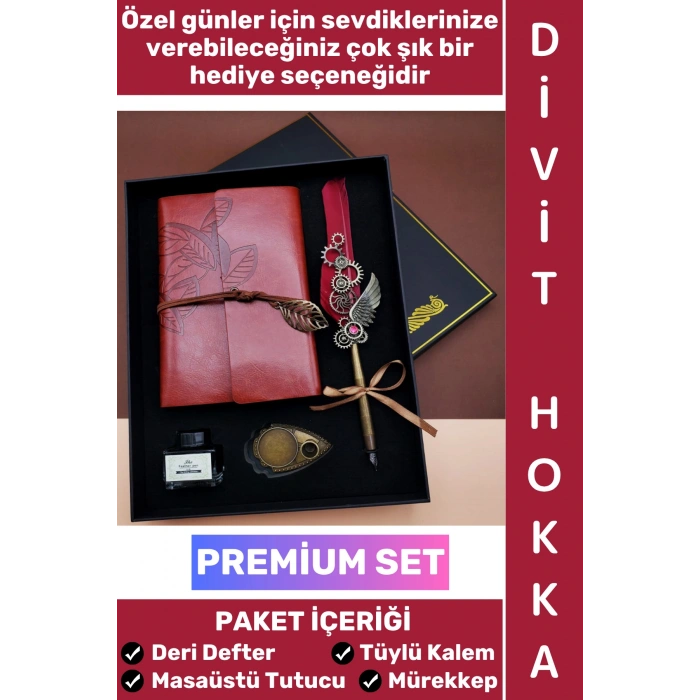 #Hediye Hediye Babalar Anneler Öğretmenler Günü Sevgili Eş Nişanlı Arkadaş Nostaljik Günlük Hatıra Okul Yıl Sonu Vintage Deri Defterli Mürekkep Hediyeli Şık Kutulu Tüylü Divit Hokka Premium Özel Set