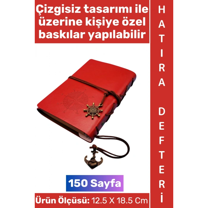 #Defter Okul Ofis Günlük Not Ajanda Hatıra Anı Tutma Eş Sevgili Anneler Babalar Öğretmenler Günü Çok Şık Dekoratif Hediyelik Pusula Detaylı Çizgisiz Kırmızı Deri Defter