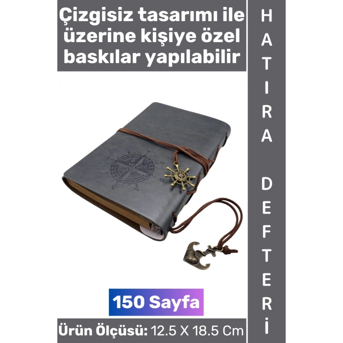 #Defter Okul Ofis Günlük Not Ajanda Hatıra Anı Tutma Eş Sevgili Anneler Babalar Öğretmenler Günü Çok Şık Dekoratif Hediyelik Pusula Detaylı Çizgisiz Gri Deri Defter