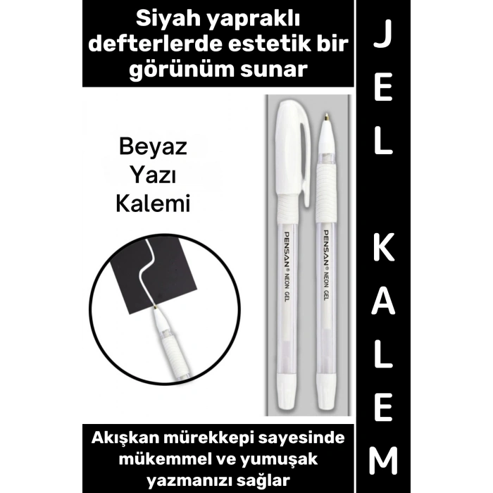 #Kalem Sızdırmaz Kapak Akıcı Mürekkep Yumuşak Yazım Siyah Kara Deftere Yazım İçin Günlük Not Anı Hatıra Şiir Dekoratif Hediyelik Çok Şık 1 Mm Elmas Uç Beyaz Jel Kalem
