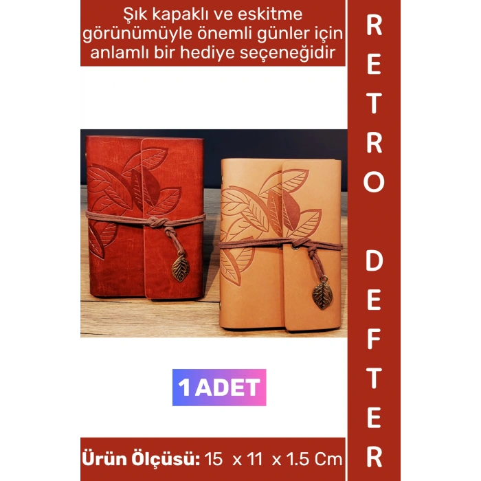 #Defter Dekoratif Okul Ofis Hediyelik Günlük Not Ajanda Hatıra Anı Tutma Çok Şık Eskitme Görünümlü Kapaklı Retro Deri Defter 15 X 11 Cm