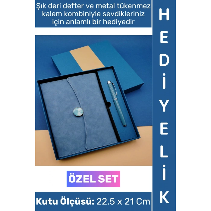 #Defter Okul Ofis Günlük Not Ajanda Hatıra Anı Tutma Eş Sevgili Anneler Babalar Öğretmenler Günü Dekoratif Çok Şık Mıknatıslı Kutu Hediyelik Çantalı Siyah Deri Defter Tükenmez Kalem Premium Set