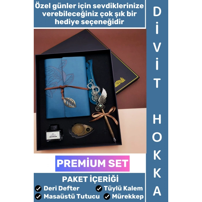 #Hediye Nostaljik Babalar Anneler Öğretmenler Günü Sevgili Eş Nişanlı Arkadaş Okul Yıl Sonu Hediye Günlük Hatıra Şık Kutulu Vintage Deri Defterli Mürekkep Hediyeli Tüylü Divit Hokka Özel Premium Set