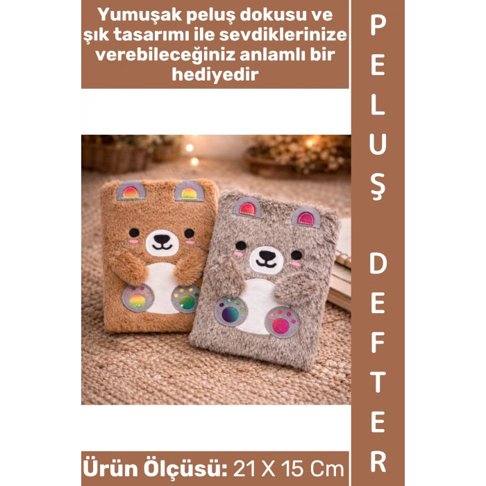 #Defter Dekoratif Eş Sevgili Hediyelik Okul Anı Not Hatıra Günlük Tutma Estetik Çok Şık 75 Sayfa 150 Yapraklı Sevimli Peluş Çizgili Defter 21 X 15 Cm