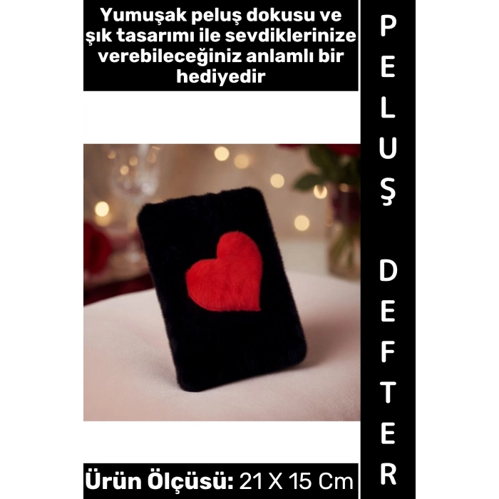 #Defter Dekoratif Eş Sevgili Hediyelik Okul Anı Not Hatıra Günlük Tutma Estetik Çok Şık 75 Sayfa 150 Yapraklı Sevimli Kalpli Siyah Peluş Çizgili Defter 21 X 15 Cm