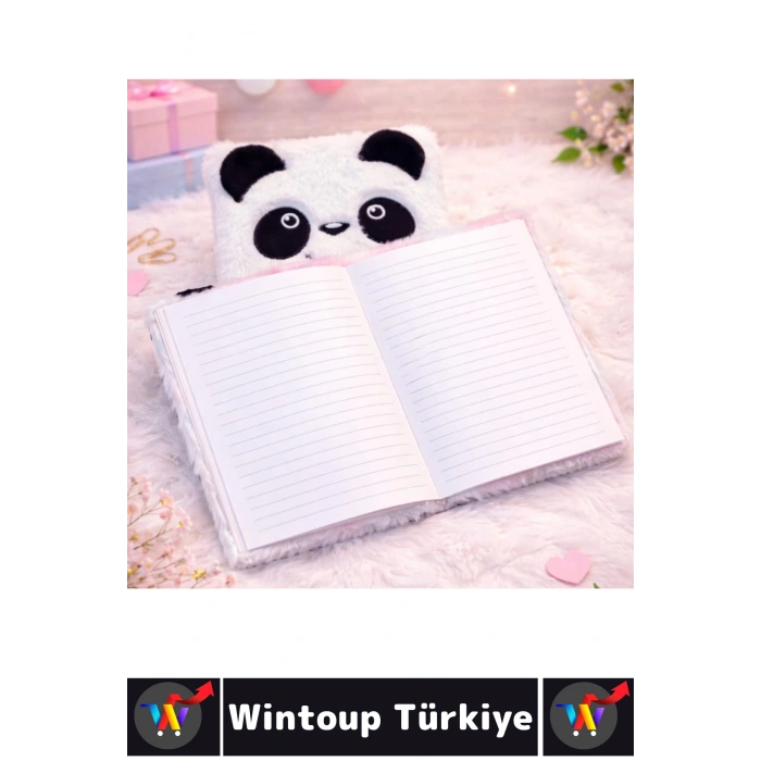 #Defter Dekoratif Eş Sevgili Hediyelik Okul Anı Not Hatıra Günlük Tutma Estetik Çok Şık 75 Sayfa 150 Yapraklı Sevimli Panda Detaylı Peluş Çizgili Defter 21 X 15 Cm