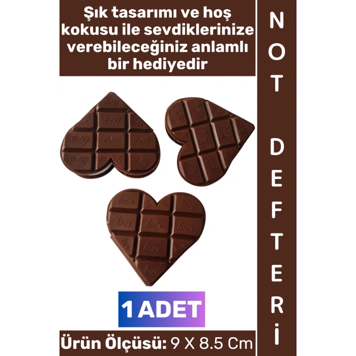 #Defter Dekoratif Sevgili Eş Nişanlı Anlamlı Hediye Okul Günlük Ders Şık Estetik Çikolata Görünümlü Kalp Tasarımlı Kokulu Kahverengi Mini Not Defteri