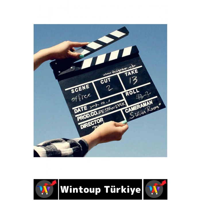 #Sinema Dekoratif Çalışma Odası Ev Ofis Hediyelik Süs Eşya Nostaljik Retro Yazı Yazılabilir Ahşap Şık Estetik Film Sinema Klaket 27 X 29 Cm