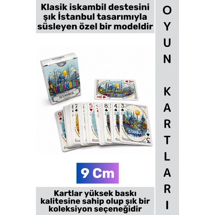 #Oyun Premium Kalite Kolay Yıpranmaz Suya Yırtılmaya Dayanıklı Koleksiyon Çok Şık Hatıra Hediyelik İstanbul Tasarımlı Klasik Deste Kağıt Oyunu Beyaz İskambil Kartları