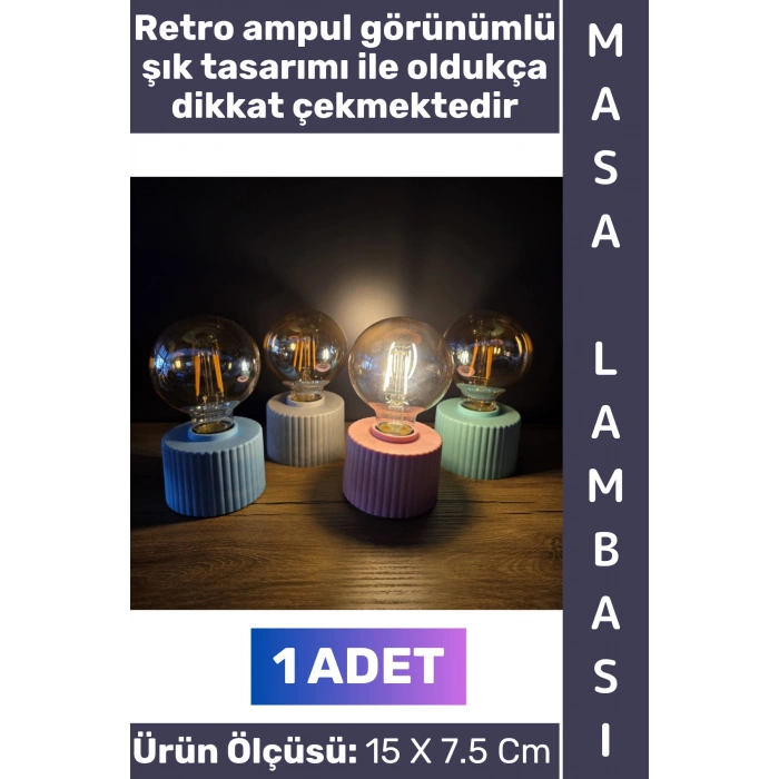 #MasaLambası Dekoratif Hediyelik Obje Dekor Ev Ofis Aydınlatma Çocuk Bebek Yatak Odası Şık Estetik Nostaljik Retro Ampul Tasarımlı Pilli Gece Masa Lambası