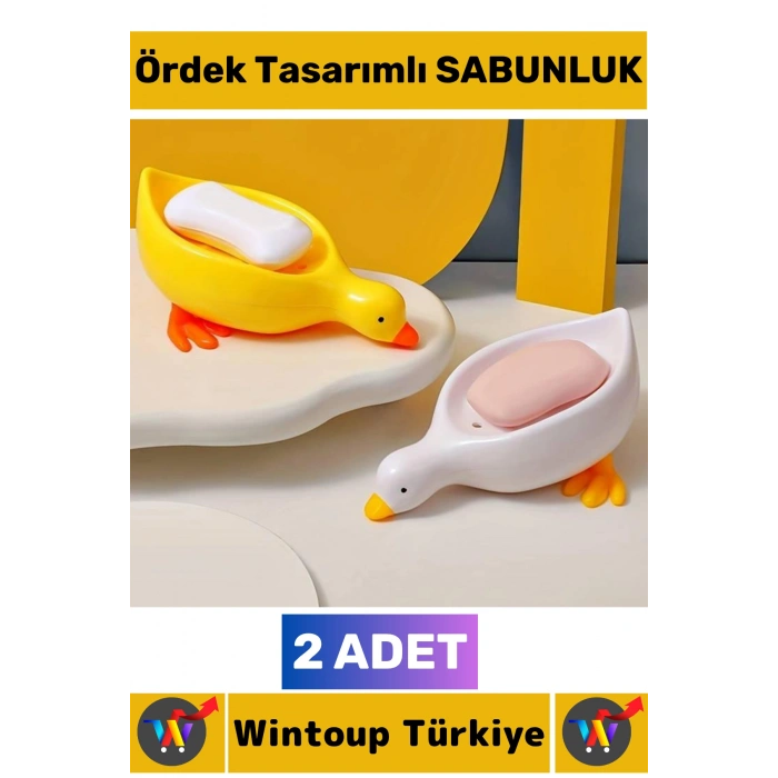 #Sabunluk Kompakt Dayanıklı Sert Plastik Mutfak Banyo Cafe Tuvalet Lavabo Su Birikme Önleyici Delikli Uzun Ömürlü Çok Şık Sevimli Ördek Tasarımlı Sabunluk 2 Adet