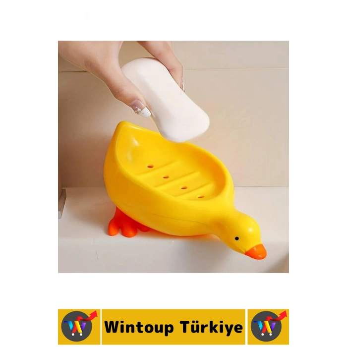 #Sabunluk Kompakt Dayanıklı Sert Plastik Mutfak Banyo Cafe Tuvalet Lavabo Su Birikme Önleyici Delikli Uzun Ömürlü Çok Şık Sevimli Ördek Tasarımlı Sabunluk 2 Adet