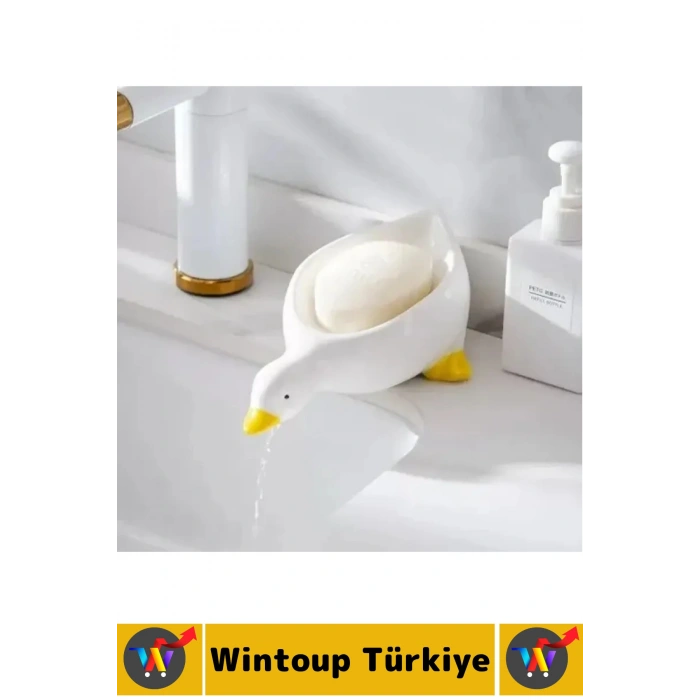 #Sabunluk Kompakt Dayanıklı Sert Plastik Mutfak Banyo Cafe Tuvalet Lavabo Su Birikme Önleyici Delikli Uzun Ömürlü Çok Şık Sevimli Ördek Tasarımlı Sabunluk 2 Adet