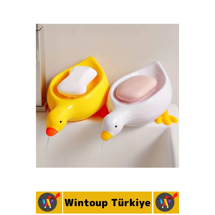#Sabunluk Kompakt Dayanıklı Sert Plastik Mutfak Banyo Cafe Tuvalet Lavabo Su Birikme Önleyici Delikli Uzun Ömürlü Çok Şık Sevimli Ördek Tasarımlı Sabunluk