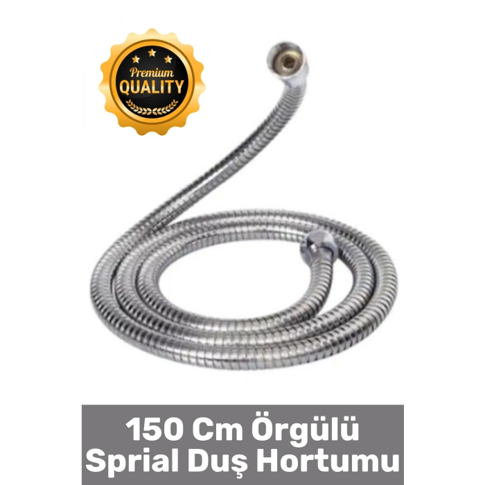 #Duş Premium Krom Kaplama Kopmaz Patlamaz Sızdırmaz Bükülmeye Dayanıklı Bağlantı Örgülü Çift Kenetli Spiral Banyo Duş Hortumu 150 Cm