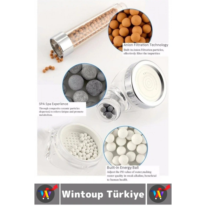 #DuşSeti Dayanıklı Kolay Montaj Filtreli Su Tasarruflu Arıtmalı Duş Başlığı Kokulu Doğal Taş Boncuklu Başlık Hortum Mafsal Premium Set