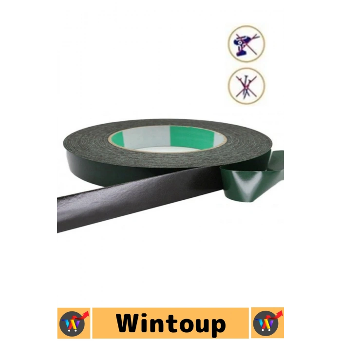 #Bant Profesyonel İç Mekan Süper Güçlü Yapışkan Metal Plastik Duvar Ahşap Boru Araç İçi Vidaya Alternatif Çok Yönlü Kullanım 18 Mm X 10 Metre Çift Taraflı Siyah Köpük Bant 5 Adet