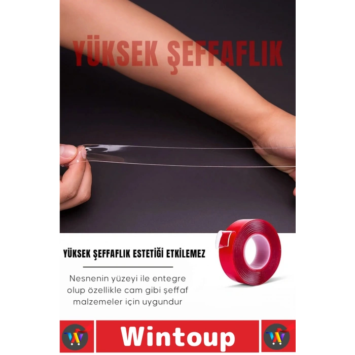 #Bant Profesyonel Süper Güçlü Yapışkan Metal Plastik Cam Ahşap Tadilat Araç İçi Vidaya Alternatif Çok Amaçlı Nano Teknolojili Esnek Akrilik 18 Mm X 10 Metre Çift Taraflı Silikonize Bant 10 Adet