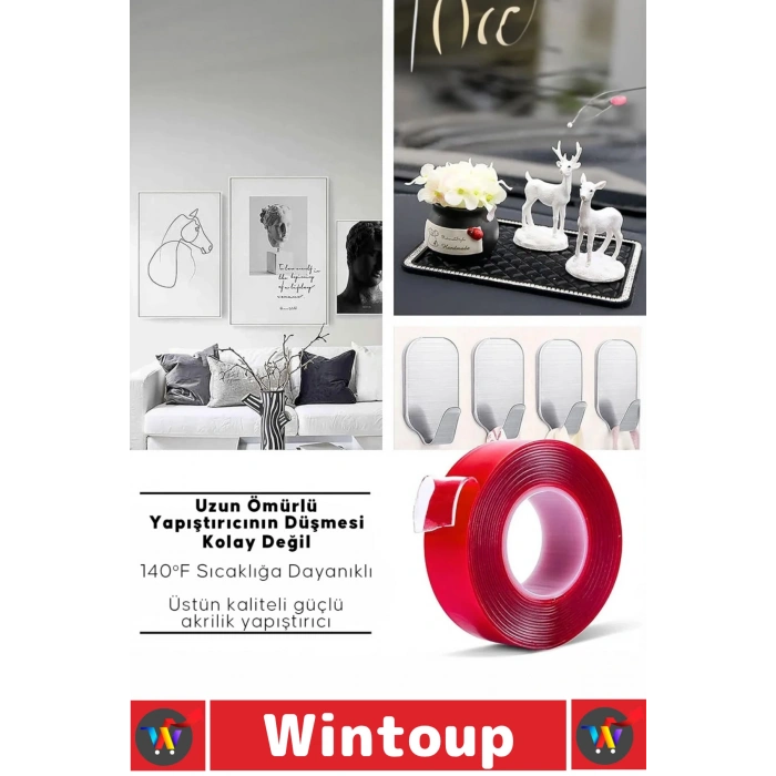 #Bant Profesyonel Süper Güçlü Yapışkan Metal Plastik Cam Ahşap Tadilat Araç İçi Vidaya Alternatif Çok Yönlü Kullanım Nano Teknolojili Esnek Akrilik 18 Mm X 10 Metre Çift Taraflı Silikonize Bant 5 Adet