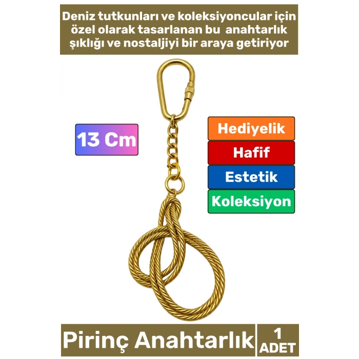 #Anahtarlık Özel Üretim Denizci Temalı Marin Sevgili Babalar Öğretmenler Günü Dekoratif Hediyelik Koleksiyon Estetik Antika Görünümlü Pirinç Halat Düğümü Tasarımlı Anahtarlık 13 Cm