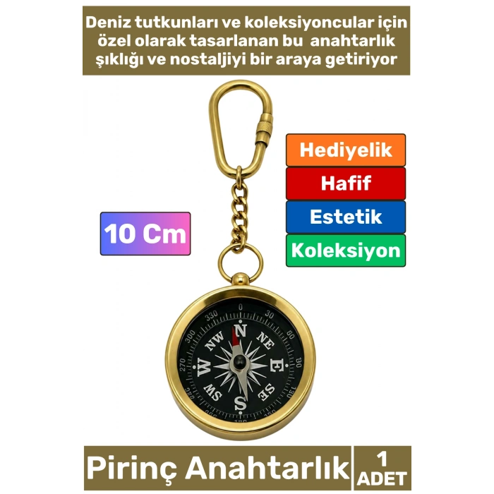 #Anahtarlık Özel Üretim Denizci Temalı Marin Sevgili Babalar Öğretmenler Günü Dekoratif Hediyelik Koleksiyon Estetik Antika Görünümlü Çok Şık Pirinç Pusula Tasarımlı Anahtarlık 10 Cm