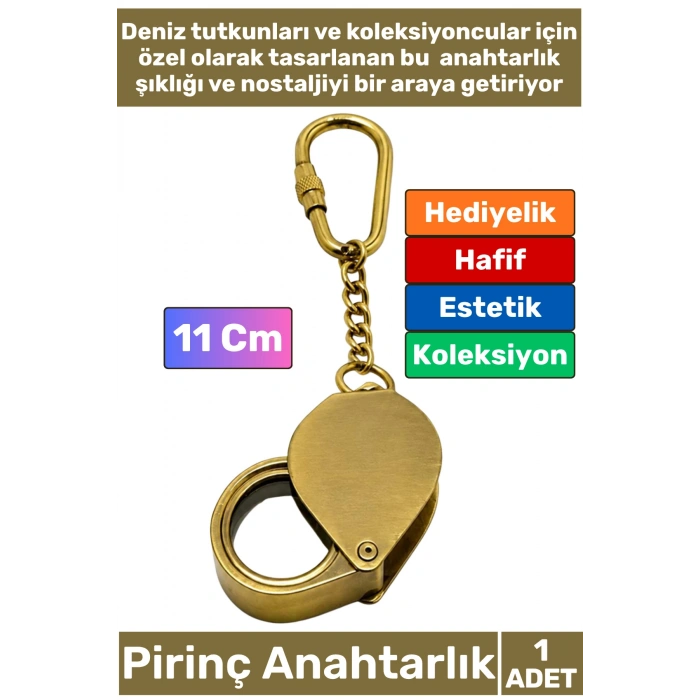 #Anahtarlık Özel Üretim Denizci Temalı Marin Sevgili Babalar Öğretmenler Günü Dekoratif Hediyelik Koleksiyon Estetik Antika Görünümlü Pirinç Katlanabilir Büyüteç Tasarımlı Anahtarlık 11 Cm