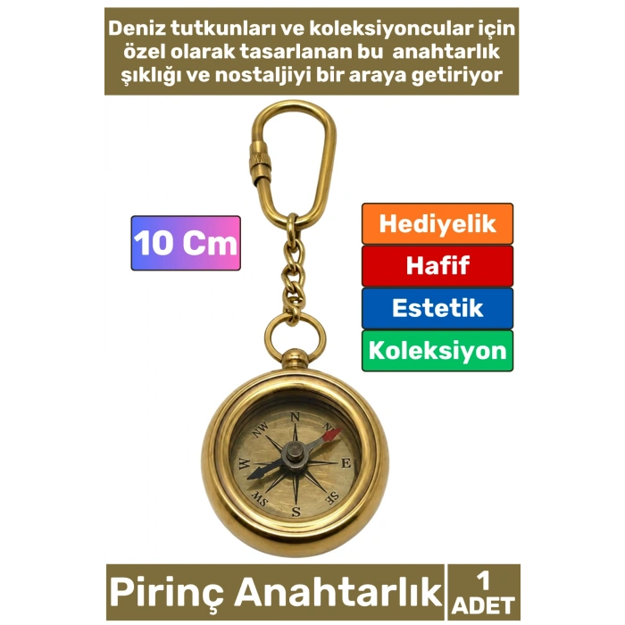#Anahtarlık Özel Üretim Denizci Temalı Marin Sevgili Babalar Öğretmenler Günü Dekoratif Hediyelik Koleksiyon Estetik Antika Görünümlü Pirinç Pusula Tasarımlı Anahtarlık 10 Cm