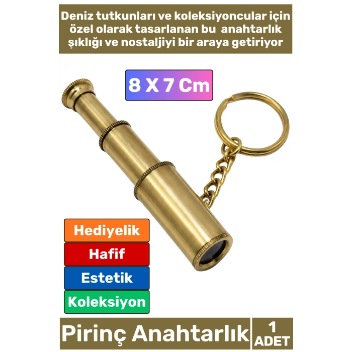 #Anahtarlık Özel Üretim Denizci Temalı Marin Sevgili Babalar Öğretmenler Günü Dekoratif Hediyelik Koleksiyon Estetik Antika Görünümlü Çok Şık Pirinç Teleskop Tasarımlı Anahtarlık 8 X 7 Cm