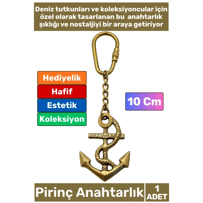#Anahtarlık Pirinç Denizci Temalı Marin Sevgili Babalar Öğretmenler Günü Dekoratif Hediyelik Koleksiyon Estetik Antika Görünüm Çok Şık Pirinç Çapa Tasarımlı Anahtarlık 10 Cm