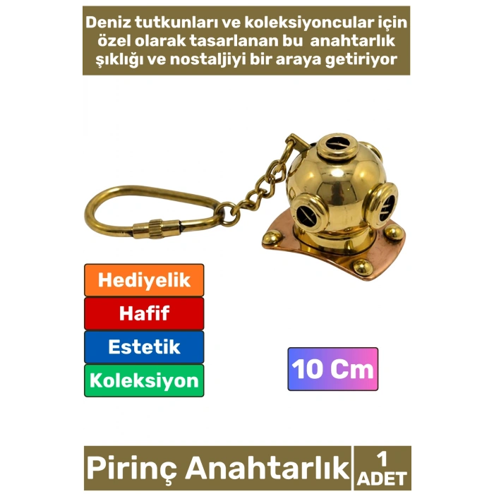 #Anahtarlık Pirinç Denizci Temalı Marin Sevgili Babalar Öğretmenler Günü Dekoratif Hediyelik Koleksiyon Estetik Antika Görünümlü Çok Şık Pirinç Dalgıç Başlığı Tasarımlı Anahtarlık 10 Cm