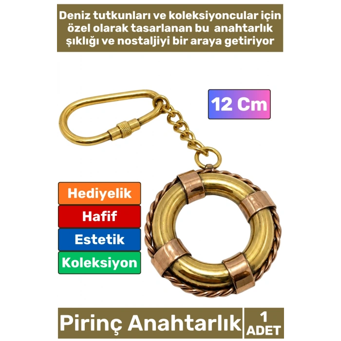 #Anahtarlık Pirinç Denizci Temalı Marin Sevgili Babalar Öğretmenler Günü Dekoratif Hediyelik Koleksiyon Estetik Antika Görünümlü Çok Şık Pirinç Can Simidi Tasarımlı Anahtarlık 12 Cm