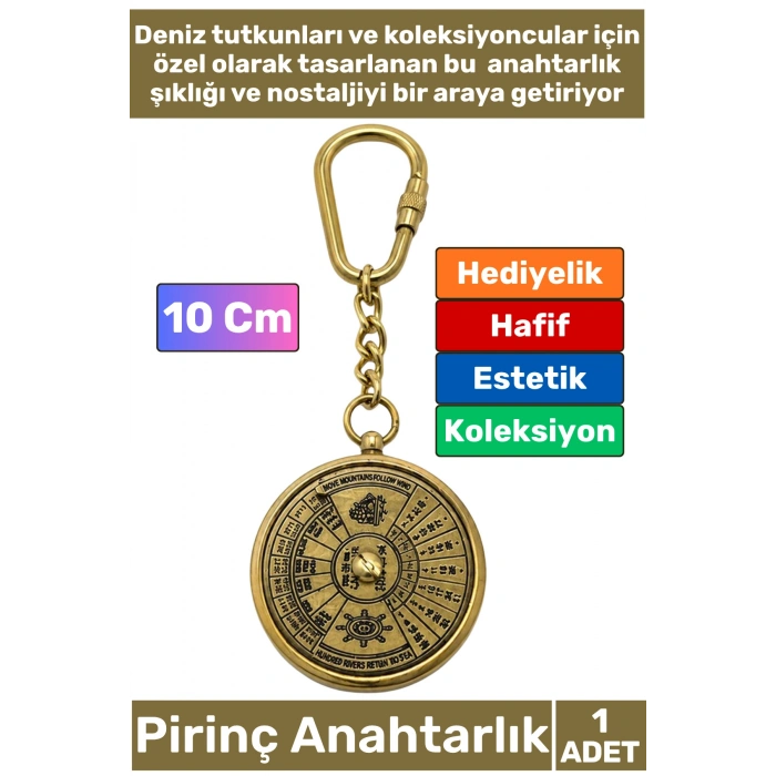 #Anahtarlık Pirinç Denizci Temalı Marin Sevgili Babalar Öğretmenler Günü Dekoratif Hediyelik Koleksiyon Estetik Antika Görünümlü Çok Şık Pirinç Cep Takvimi Tasarımlı Anahtarlık 10 Cm