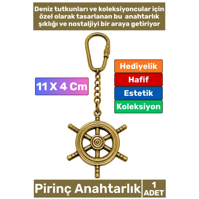 #Anahtarlık Özel Üretim Denizci Temalı Marin Sevgili Babalar Öğretmenler Günü Dekoratif Hediyelik Koleksiyon Estetik Antika Görünümlü Pirinç Dümen Tasarımlı Anahtarlık 11 X 4 Cm