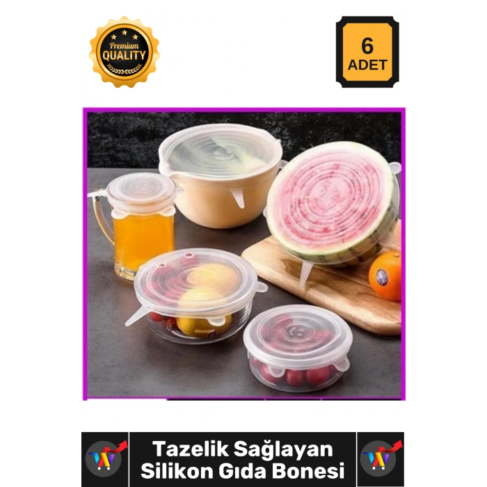 #Bone Esnek Sızdırmaz Vakumlu Mutfak Saklama Kapak Seti Tazelik Koruyucu Gıda Silikon Bone 6lı