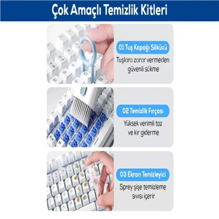7 Parça Klavye Ve Kulaklık Temizleme Fırça Seti