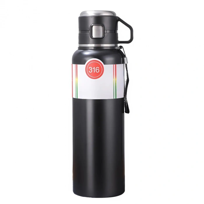 7089 - 1 Litre Çelik Termos - Siyah