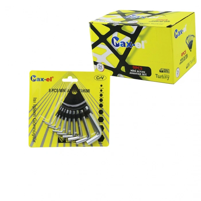 #Alyan CrV Çelik Dayanıklı Isı İşlem Görmüş Üçgen Stand Askılık Mini Boy 9 Parça Alyan Anahtar Seti