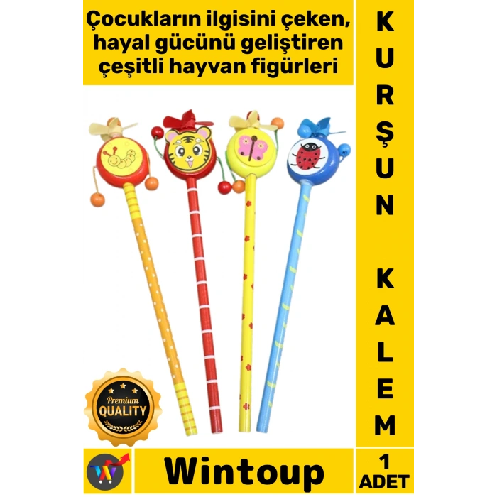 #Kalem Renkli Hayvan Tasarımı Doğal Ergonomik Çocuk Hediye Okul Ahşap Şık Figürlü Kurşun Kalem