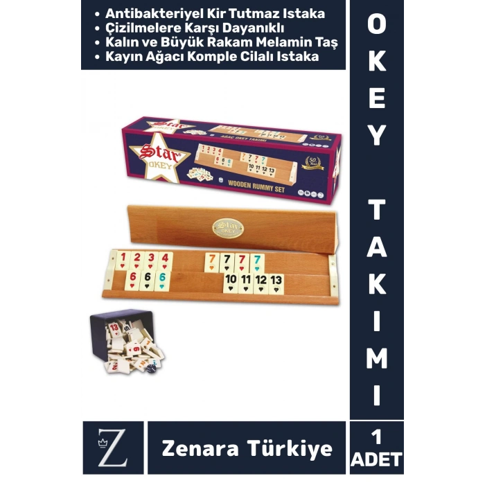 Aile Ev Arkadaş Kahve Cafe Kamp Piknik Oyun Dayanıklı Kir Tutmaz Kayın Ağacı 101 OKEY TAKIMI